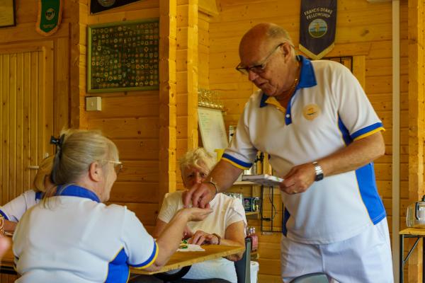Francis Drake Bowls Club, Hilly Fields, Brockley, SE4 1QE. First round losers compete for the Plate, Sue won it.