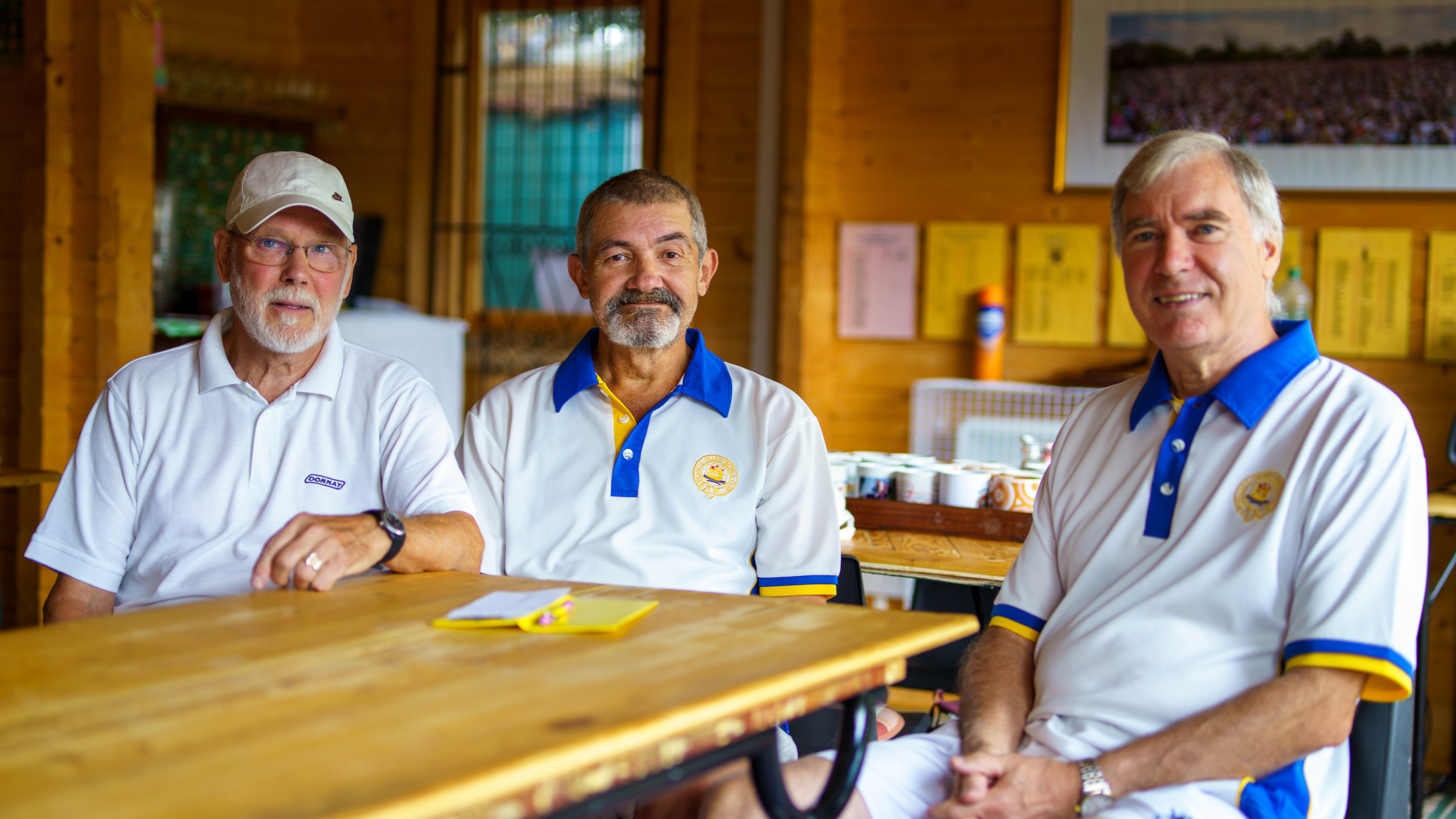Francis Drake Bowls Club, Hilly Fields, Brockley, SE4 1QE. Centenary Cup, Dave & Rob with marker Mark
