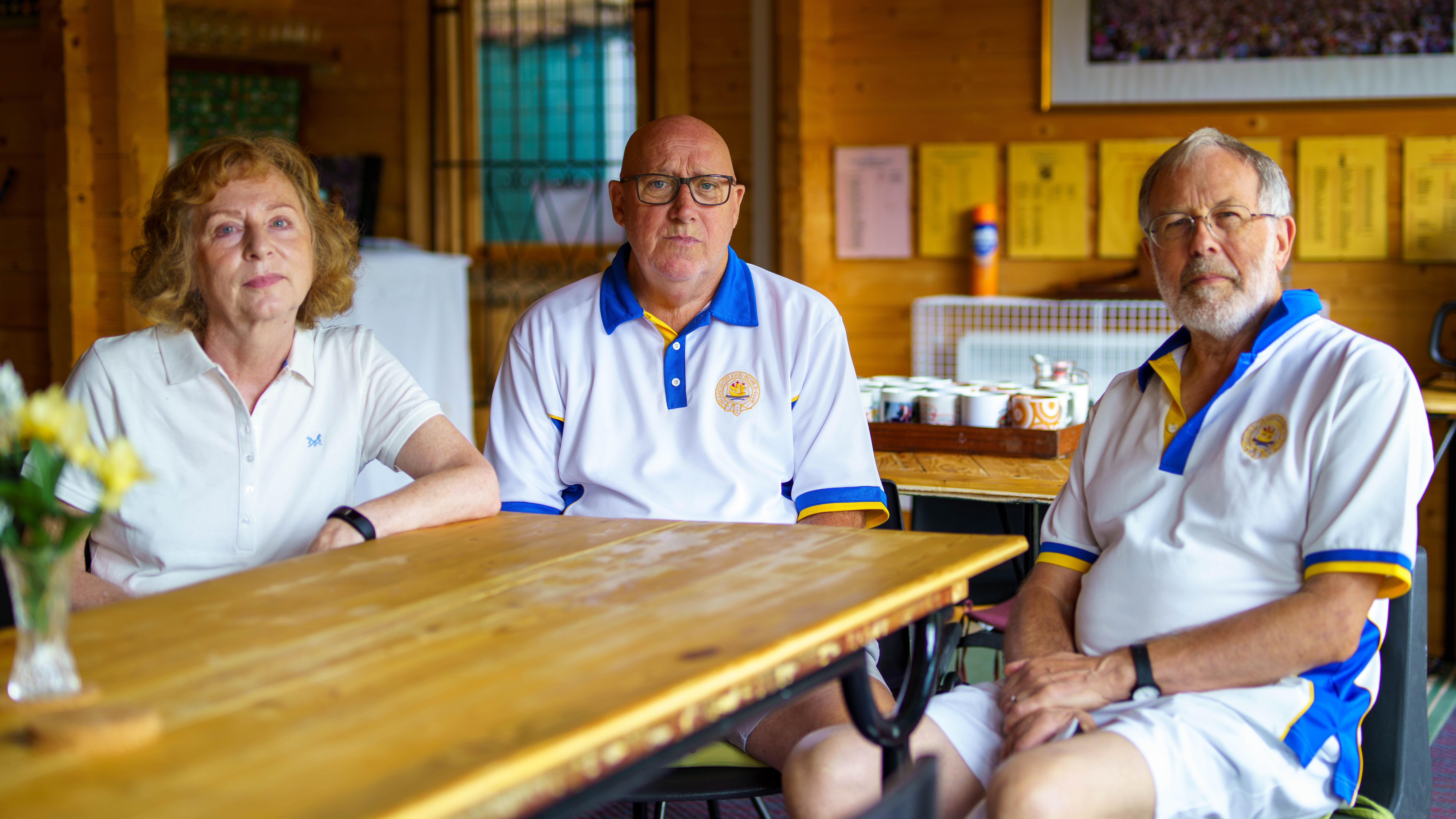 Francis Drake Bowls Club, Hilly Fields, Brockley, SE4 1QE. Gardiners Cup, Yvonne and John with marker Colin