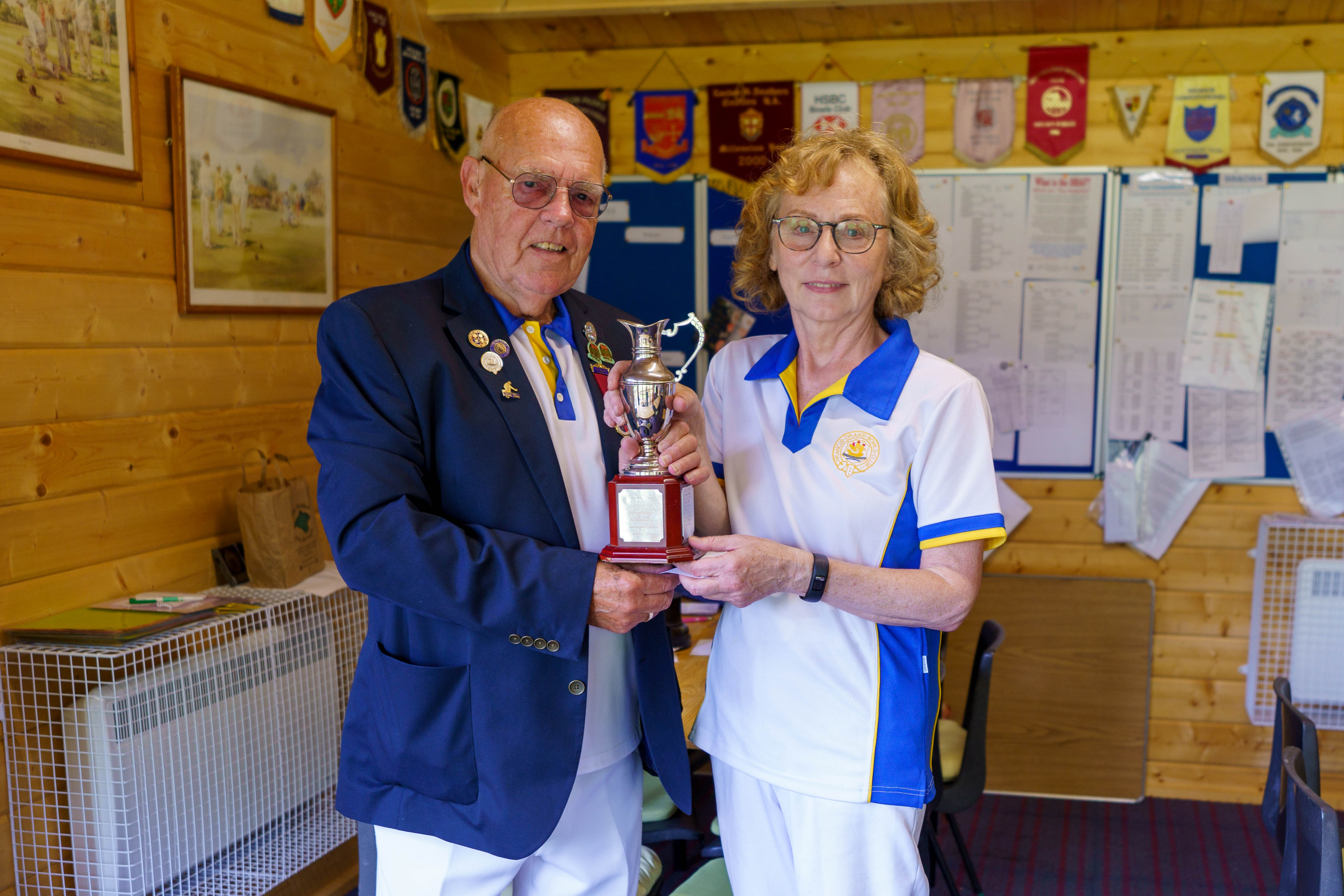 Francis Drake Bowls Club, Hilly Fields, Brockley, SE4 1QE. Presidents Cup,
1st: new bowler Yvonne Mavin