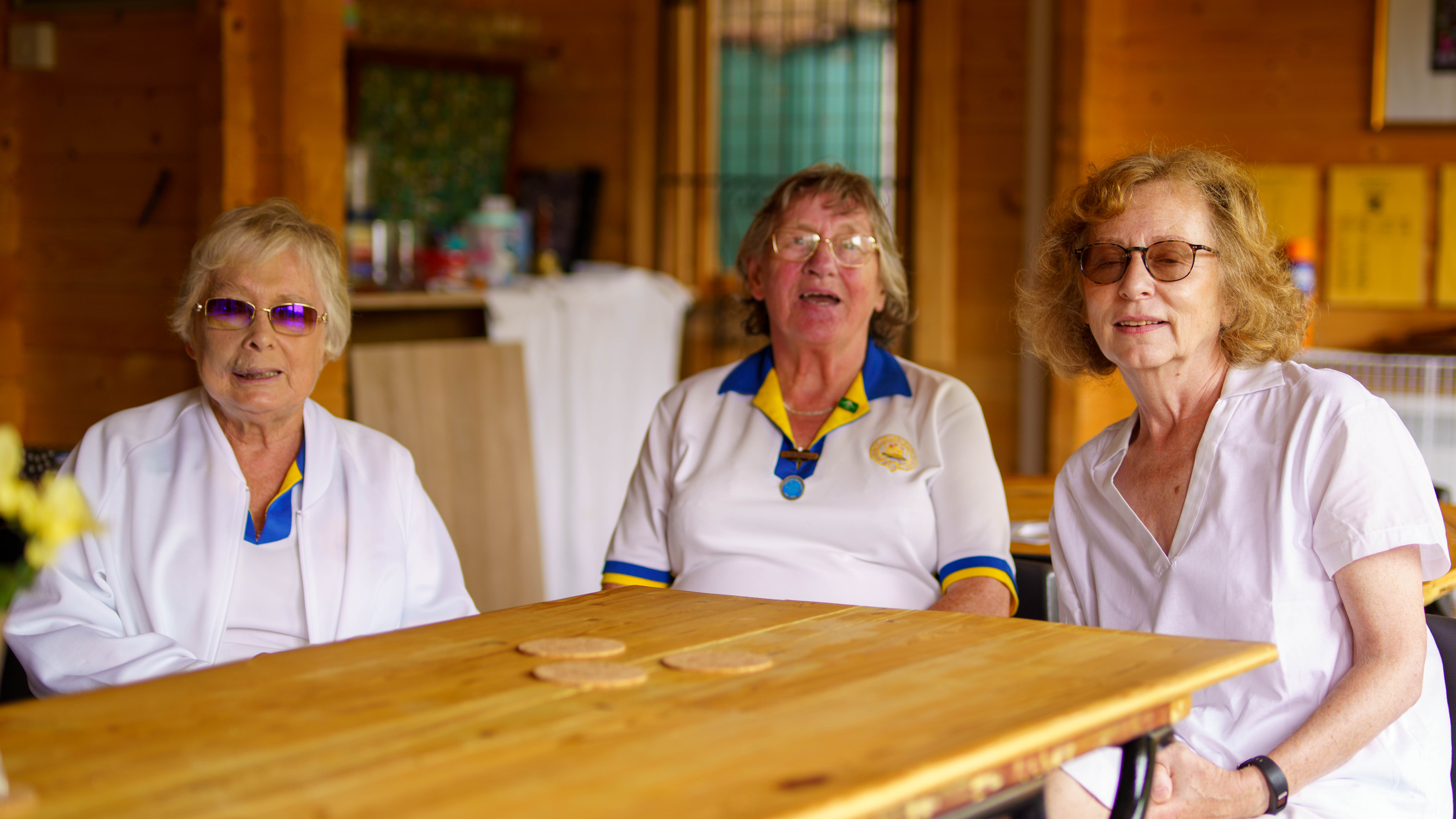 Francis Drake Bowls Club, Hilly Fields, Brockley, SE4 1QE. Ladies Championship, Jill and Yvonne with marker Sylvie
