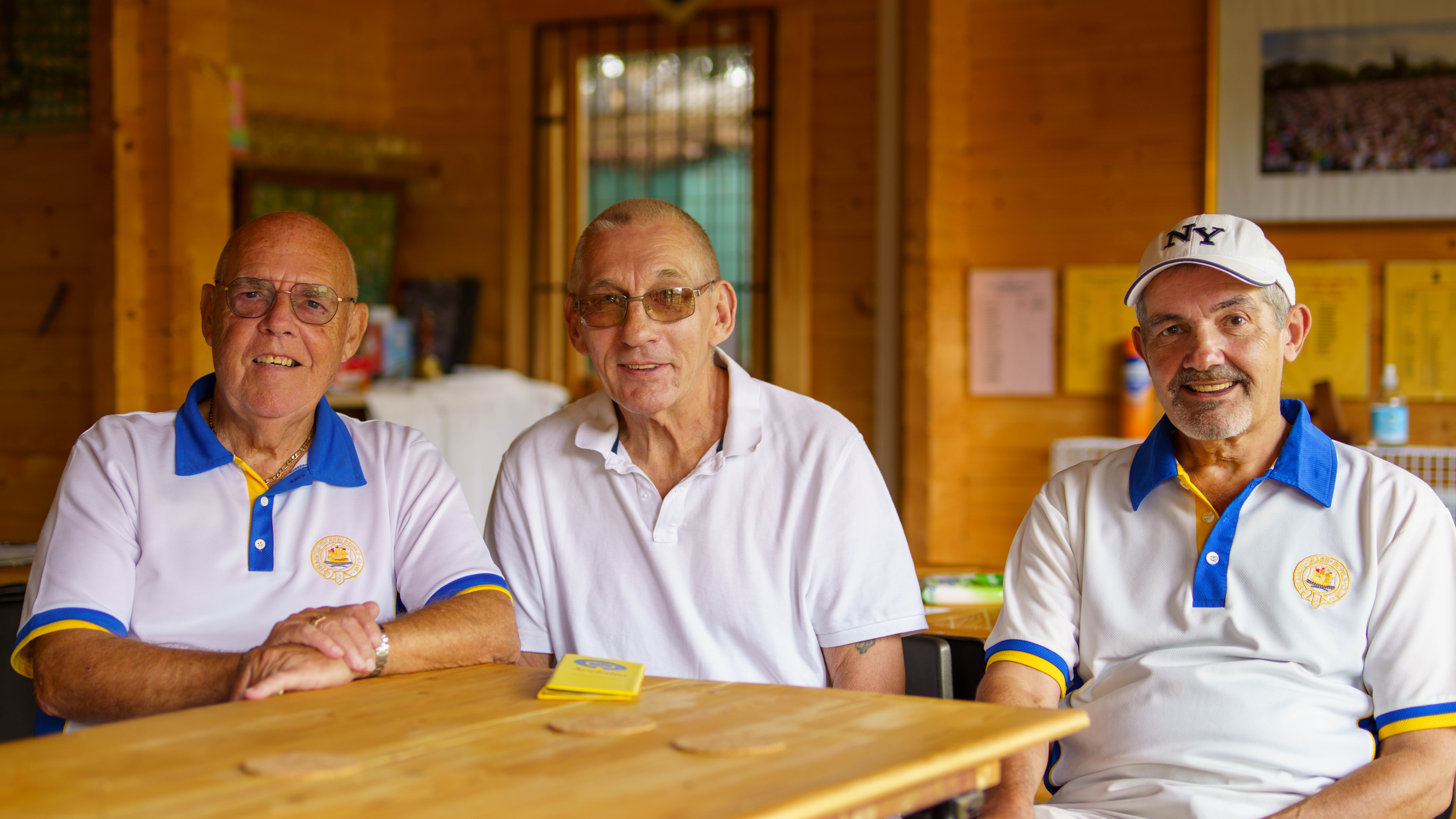 Francis Drake Bowls Club, Hilly Fields, Brockley, SE4 1QE. 100-up,
Ron and Mark with marker Joe