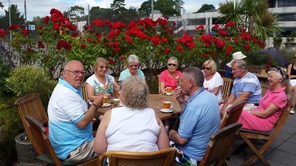 Francis Drake Bowls Club, Hilly Fields, Brockley, SE4 1QE. The team taking tea